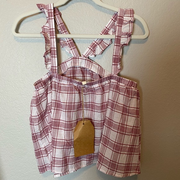 New Lipsticle Red Patterned Ruffle Tank Small - Picture 2 of 6